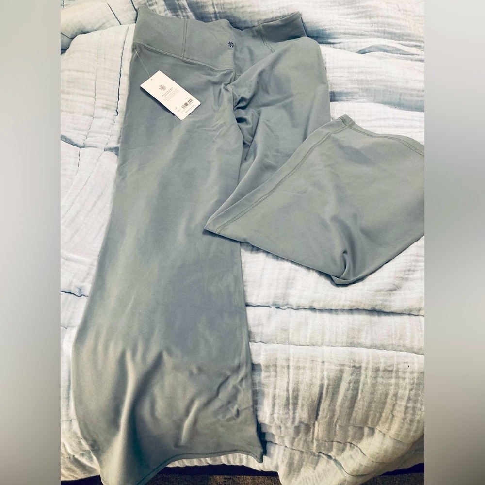 - NEW! With tags- Athleta wide leg, soft sea foam Elation flare pant